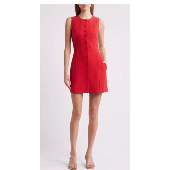 Charles Henry Red Button Front Mini Dress Sleeveless Party Cocktail XS - Picture 1 of 10